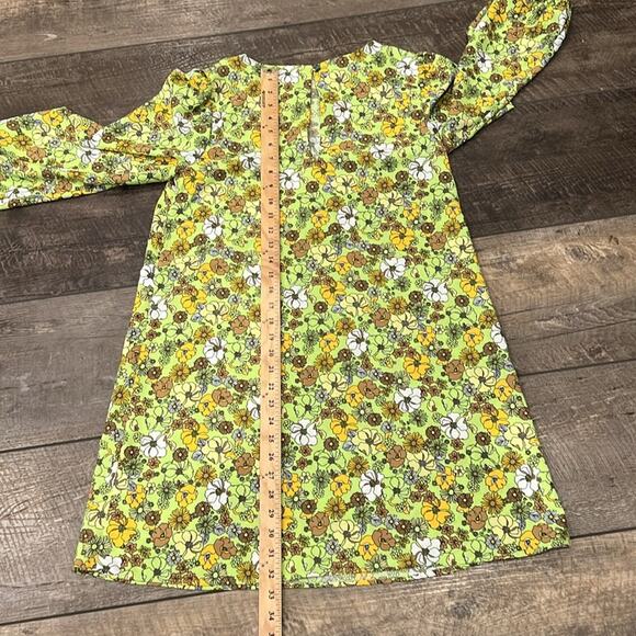 Modcloth Women's 60's Retro Shift Dress Bright Light Green Yellow Brown Size M - Picture 8 of 10